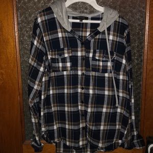 Never worn navy and gray flannel with gray hood